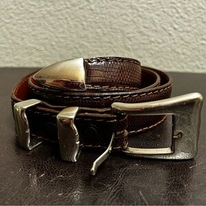 Torino Exotic Ringmark Lizard Belt With Solid Brass Hardware